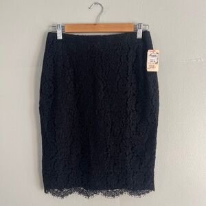Vintage 80s deadstock Saks Fifth Avenue black lace pencil skirt size 4